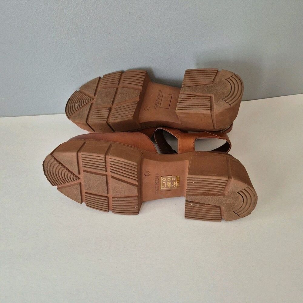 Free People Brown Leather Milan Closed Toe 3 Inch Platform Heels Womens 7.5 - Picture 7 of 8